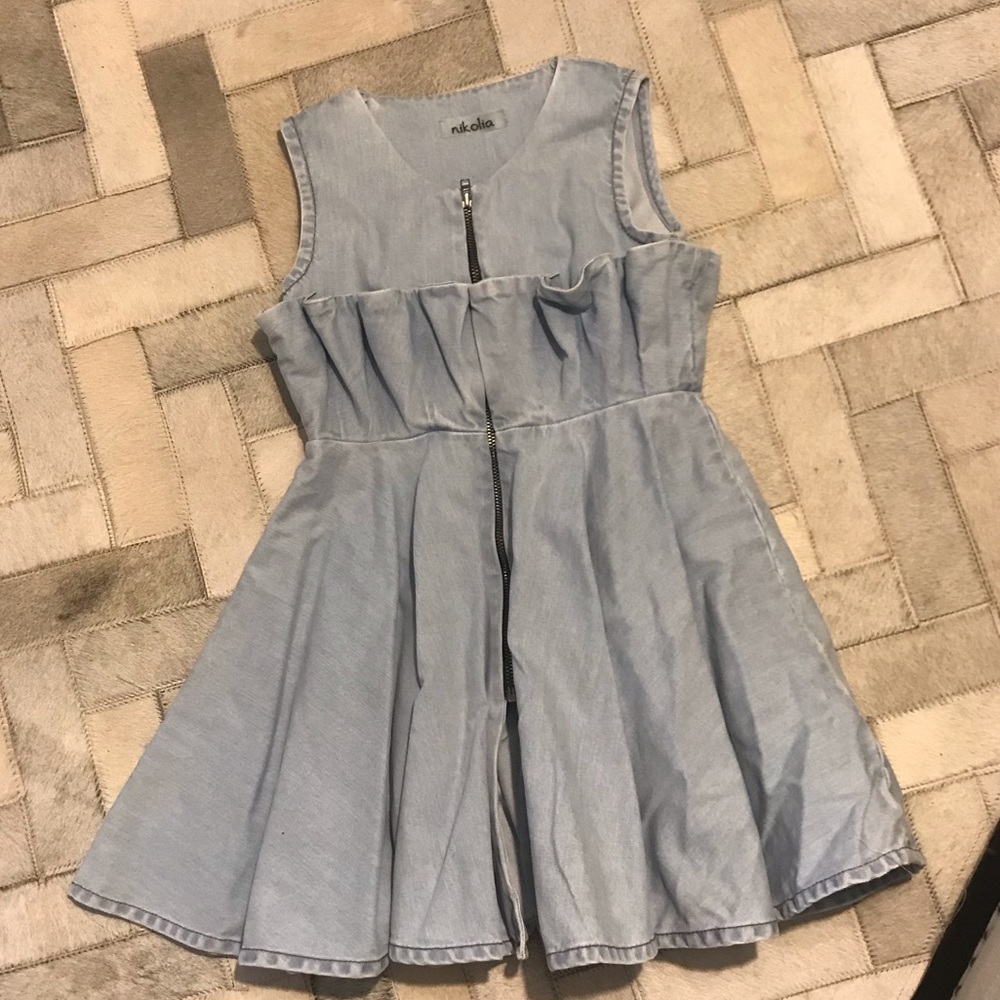 Girls denim dress with ruffle
